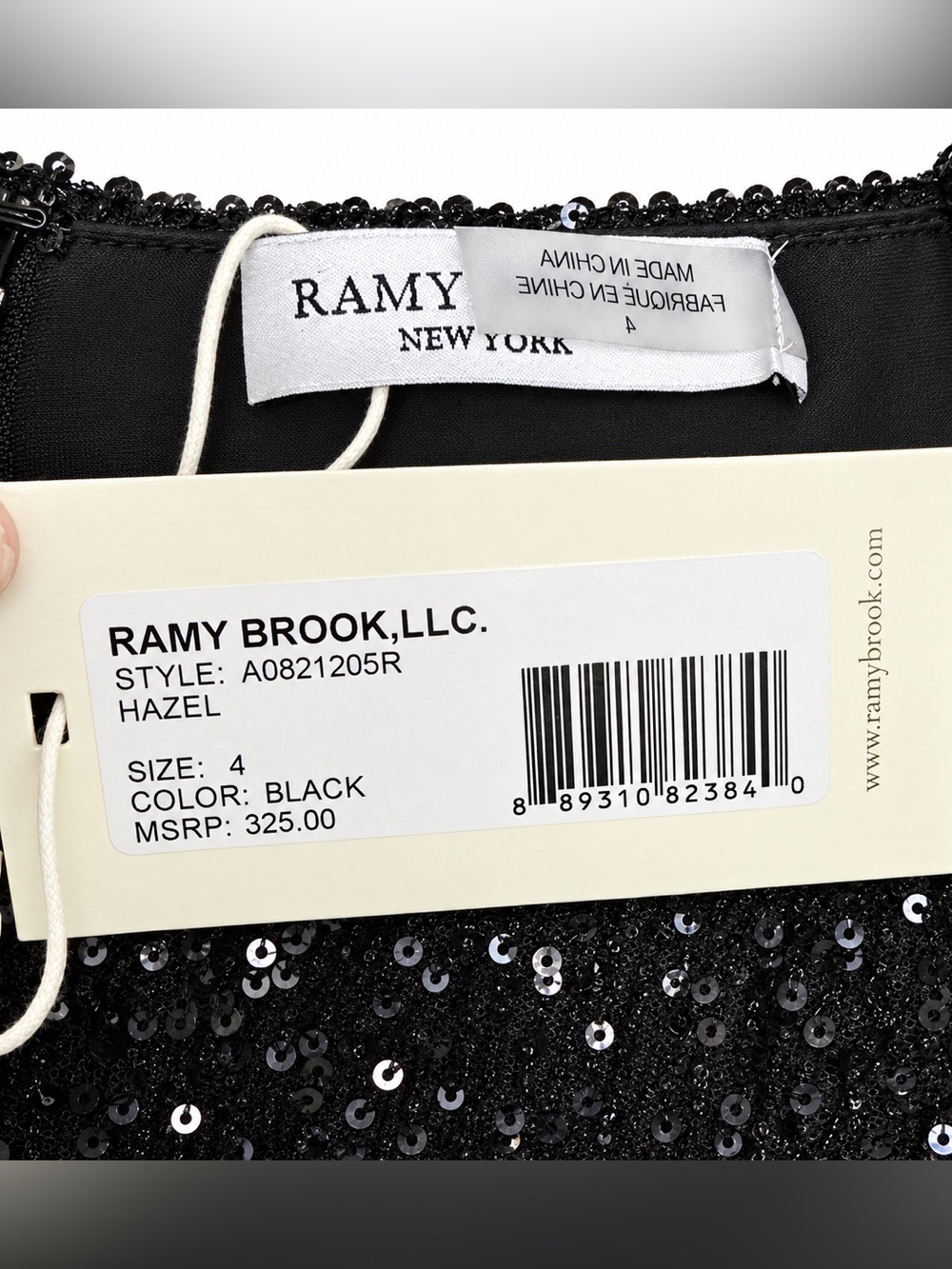 Ramy Brook Hazel Black Sequin Square Neck Puff Sleeve Designer Luxury Top NWT, S - Picture 10 of 16